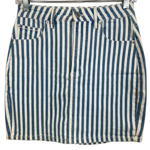 Garage Skirt Womens Sz SP Blue White Striped Jean Stretch‎ Denim Mini